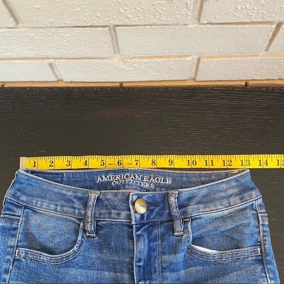 American Eagle Jeans Hi Rise Jegging Women's Size 4 Reg Distressed Super Stretch - Picture 6 of 8